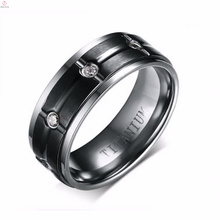 2017 Shinning Crystal Spikes Engagement Titanium Black Rings